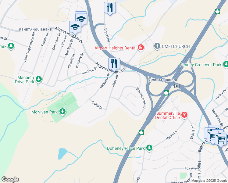 map of restaurants, bars, coffee shops, grocery stores, and more near 33 Halls Road in St. John's