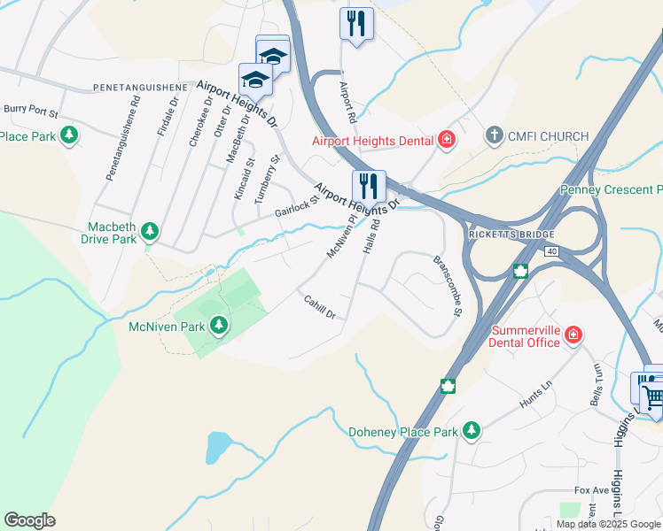 map of restaurants, bars, coffee shops, grocery stores, and more near 39 McNiven Place in St. John's
