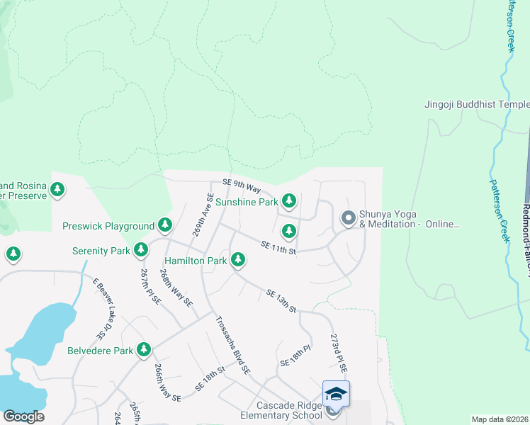 map of restaurants, bars, coffee shops, grocery stores, and more near 1007 271st Avenue Southeast in Sammamish
