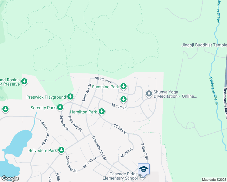 map of restaurants, bars, coffee shops, grocery stores, and more near 1007 271st Avenue Southeast in Sammamish