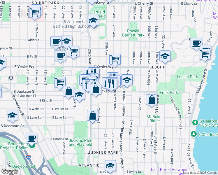 map of restaurants, bars, coffee shops, grocery stores, and more near 324 25th Avenue South in Seattle