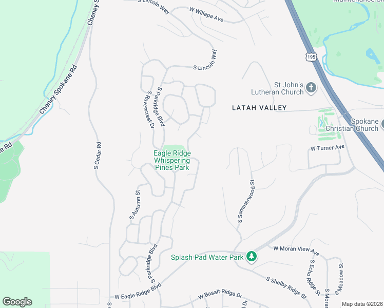 map of restaurants, bars, coffee shops, grocery stores, and more near 5801 South Copper Ridge Boulevard in Spokane