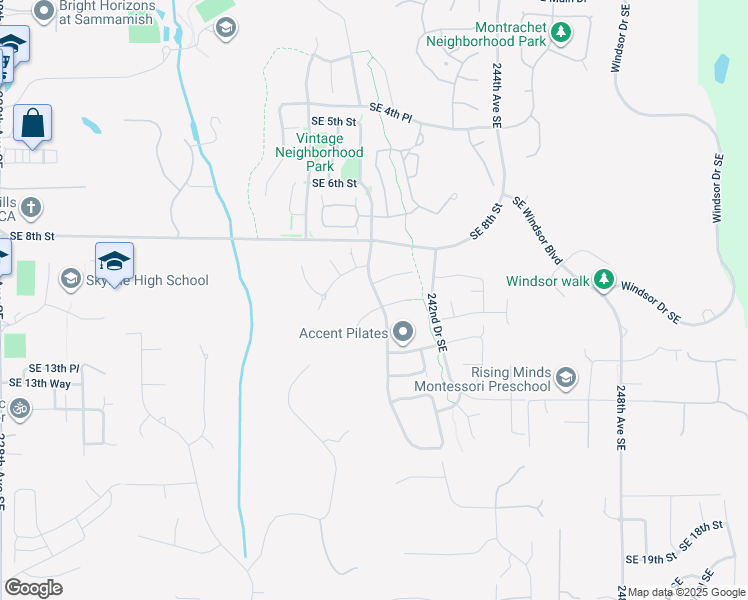 map of restaurants, bars, coffee shops, grocery stores, and more near 23991 Southeast 10th Street in Sammamish