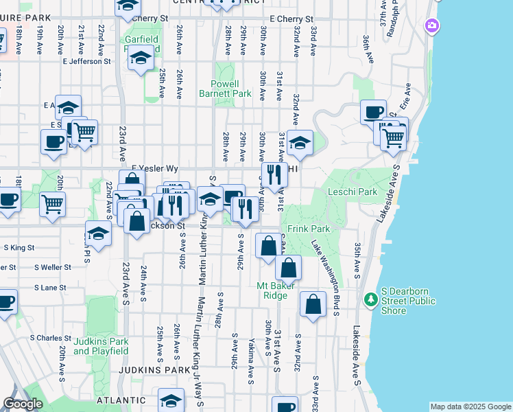 map of restaurants, bars, coffee shops, grocery stores, and more near 326 30th Avenue South in Seattle