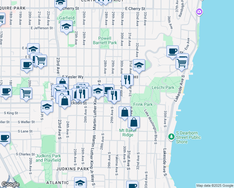 map of restaurants, bars, coffee shops, grocery stores, and more near 321 29th Avenue South in Seattle