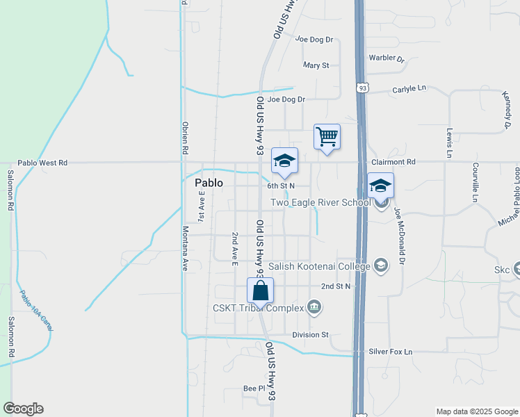 map of restaurants, bars, coffee shops, grocery stores, and more near 301 6th Street North in Ronan