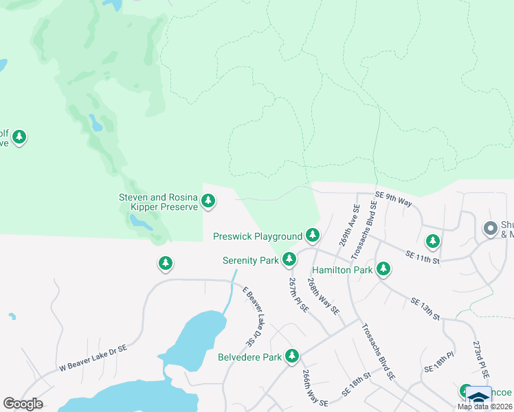 map of restaurants, bars, coffee shops, grocery stores, and more near 26618 Southeast 9th Way in Sammamish