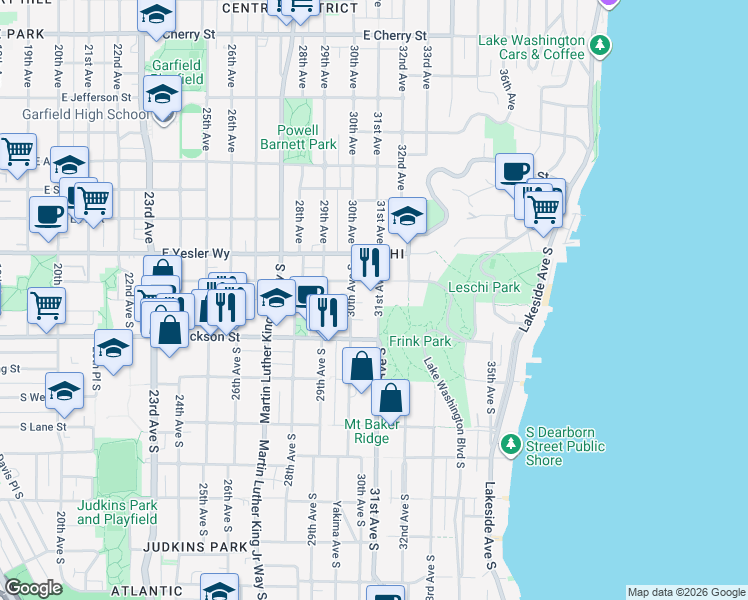 map of restaurants, bars, coffee shops, grocery stores, and more near in Seattle