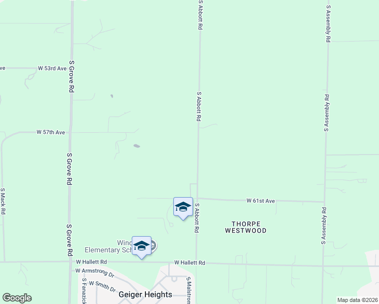 map of restaurants, bars, coffee shops, grocery stores, and more near 5818 South Abbott Road in Spokane