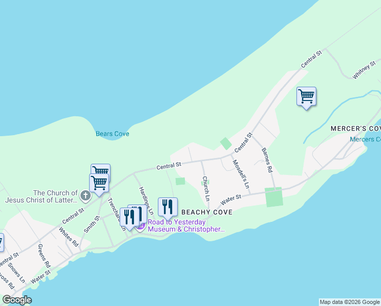 map of restaurants, bars, coffee shops, grocery stores, and more near Jones Subdivision in Bay Roberts