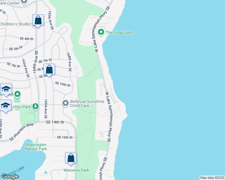 map of restaurants, bars, coffee shops, grocery stores, and more near 842 West Lake Sammamish Parkway Southeast in Bellevue