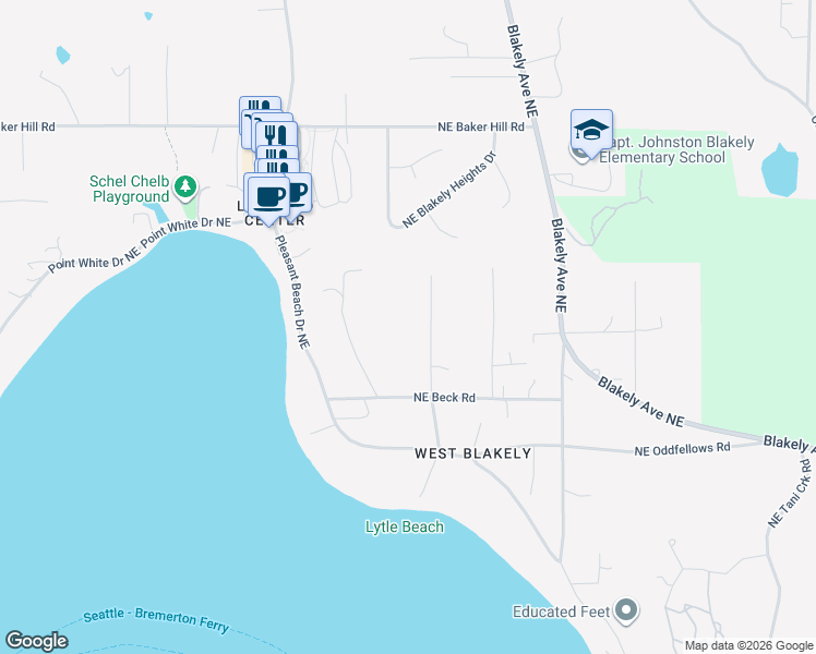 map of restaurants, bars, coffee shops, grocery stores, and more near 4113 Lytle Road Northeast in Bainbridge Island