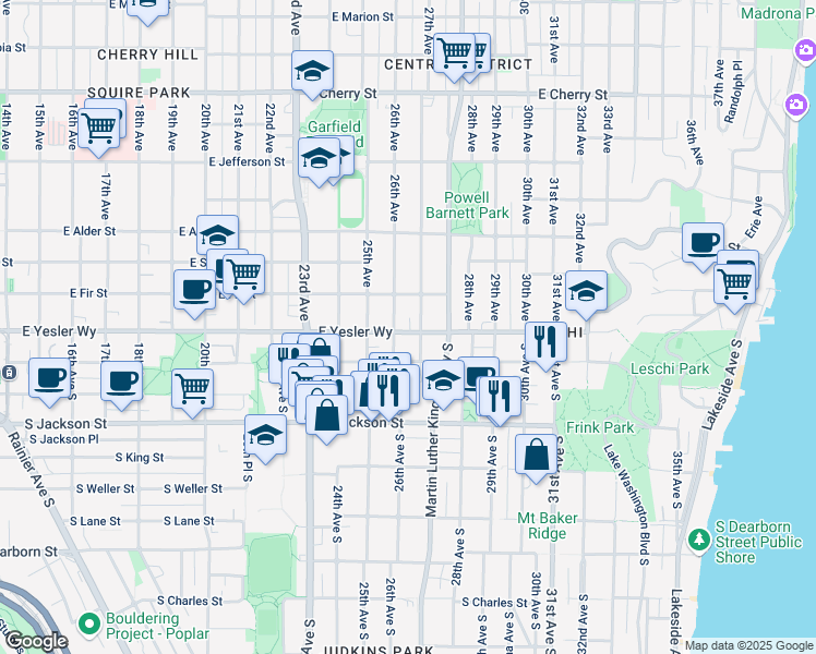 map of restaurants, bars, coffee shops, grocery stores, and more near 125 27th Avenue in Seattle