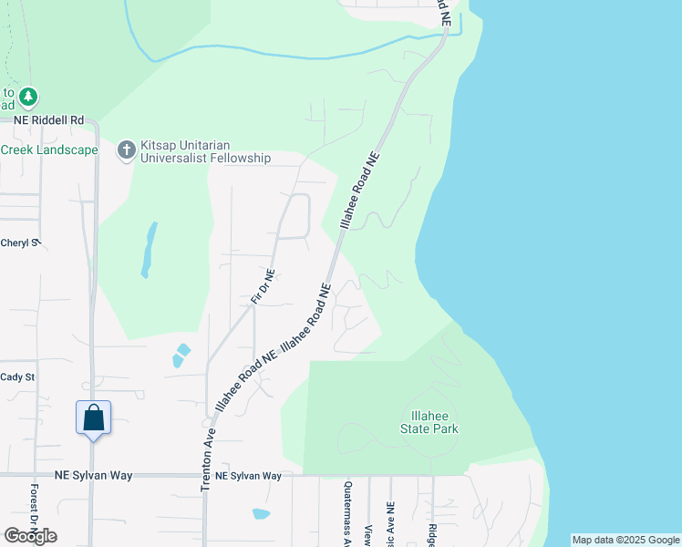 map of restaurants, bars, coffee shops, grocery stores, and more near 3655 Northeast Loretta Lane in Bremerton