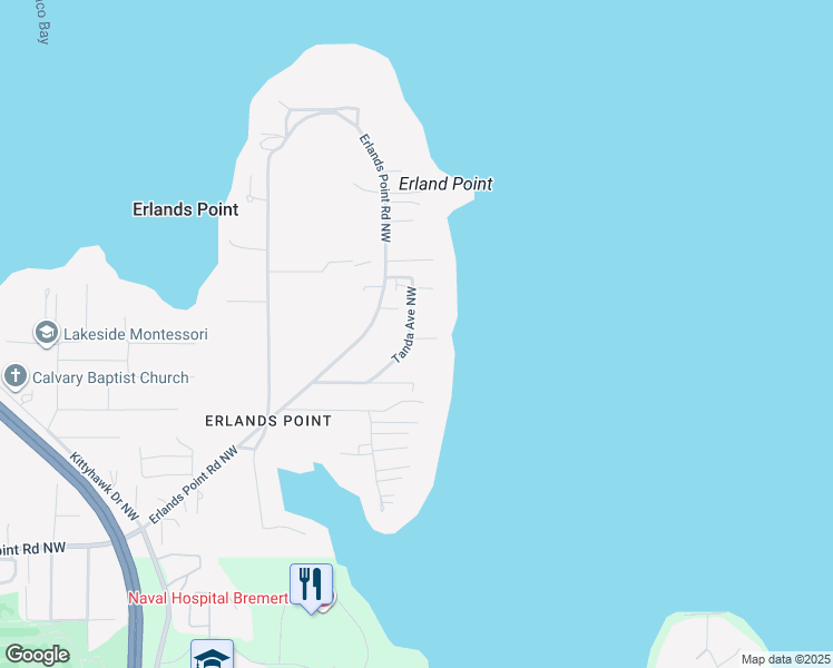 map of restaurants, bars, coffee shops, grocery stores, and more near 4283 Tanda Avenue Northwest in Bremerton