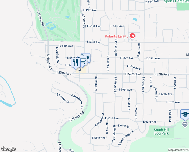 map of restaurants, bars, coffee shops, grocery stores, and more near 5614 Helena Lane in Spokane