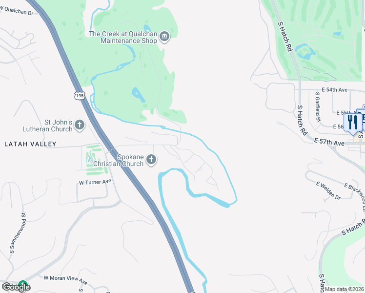 map of restaurants, bars, coffee shops, grocery stores, and more near 321 East Bridlewood Lane in Spokane
