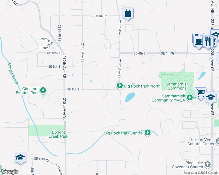 map of restaurants, bars, coffee shops, grocery stores, and more near 748 216th Place Southeast in Sammamish