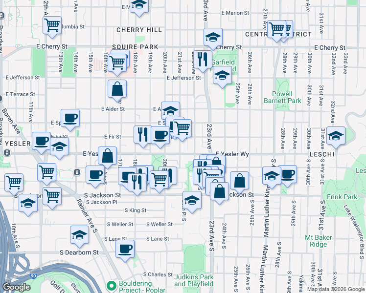 map of restaurants, bars, coffee shops, grocery stores, and more near 129 21st Avenue in Seattle