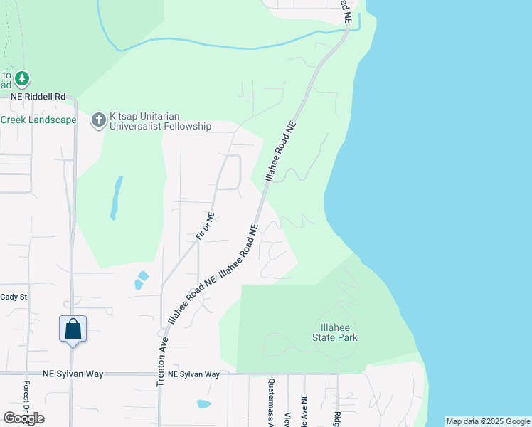 map of restaurants, bars, coffee shops, grocery stores, and more near 3630 Northeast Loretta Lane in Bremerton