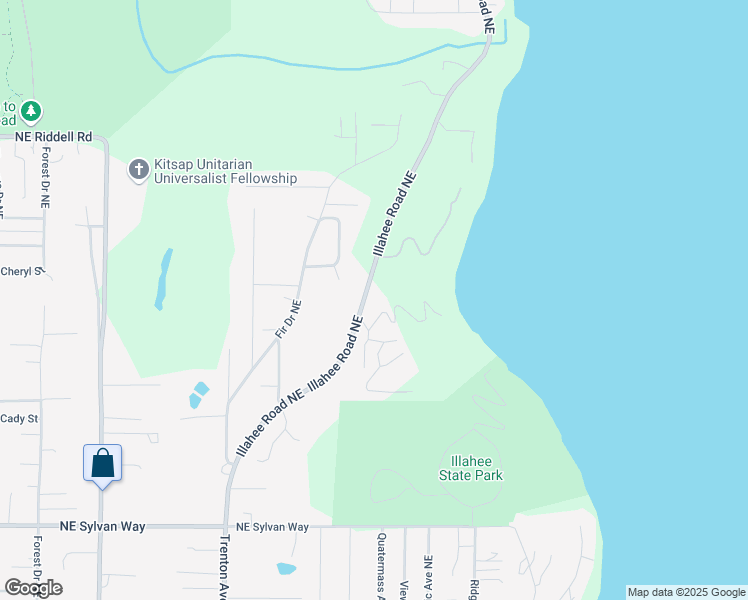 map of restaurants, bars, coffee shops, grocery stores, and more near 3651 Northeast Loretta Lane in Bremerton