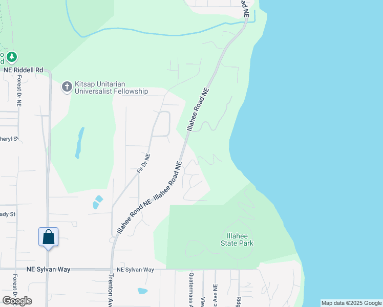 map of restaurants, bars, coffee shops, grocery stores, and more near 3655 Northeast Loretta Lane in Bremerton