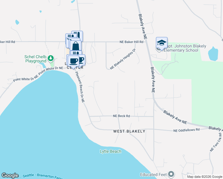 map of restaurants, bars, coffee shops, grocery stores, and more near 4157 Lytle Road Northeast in Bainbridge Island