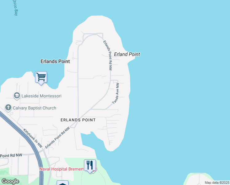 map of restaurants, bars, coffee shops, grocery stores, and more near 4283 Tanda Avenue Northwest in Bremerton