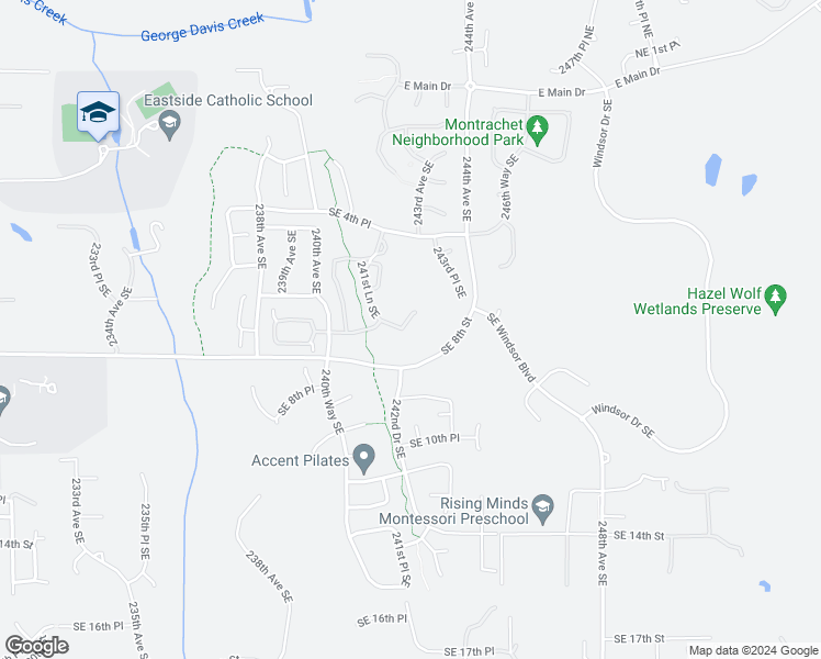 map of restaurants, bars, coffee shops, grocery stores, and more near 755 241st Lane Southeast in Sammamish