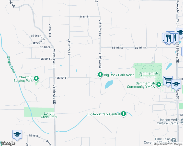 map of restaurants, bars, coffee shops, grocery stores, and more near 748 216th Place Southeast in Sammamish