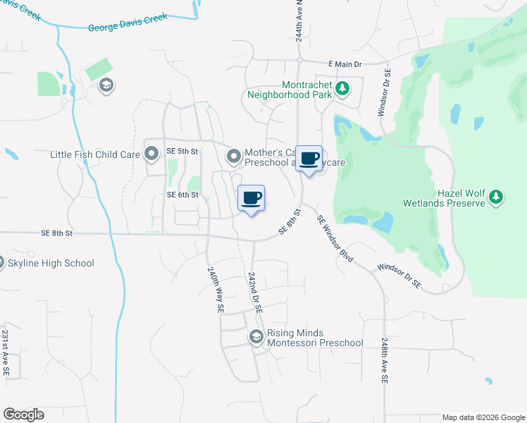 map of restaurants, bars, coffee shops, grocery stores, and more near 755 241st Lane Southeast in Sammamish