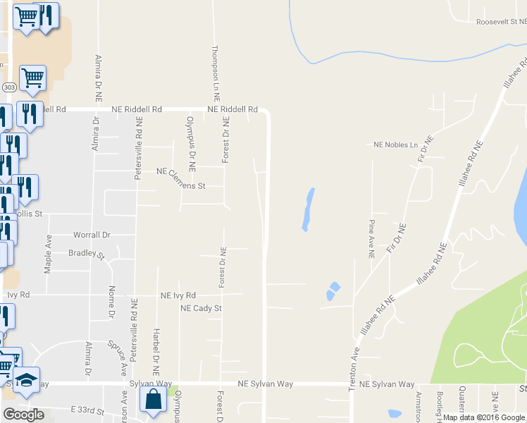 map of restaurants, bars, coffee shops, grocery stores, and more near 4221 Robinson Road Northeast in Bremerton