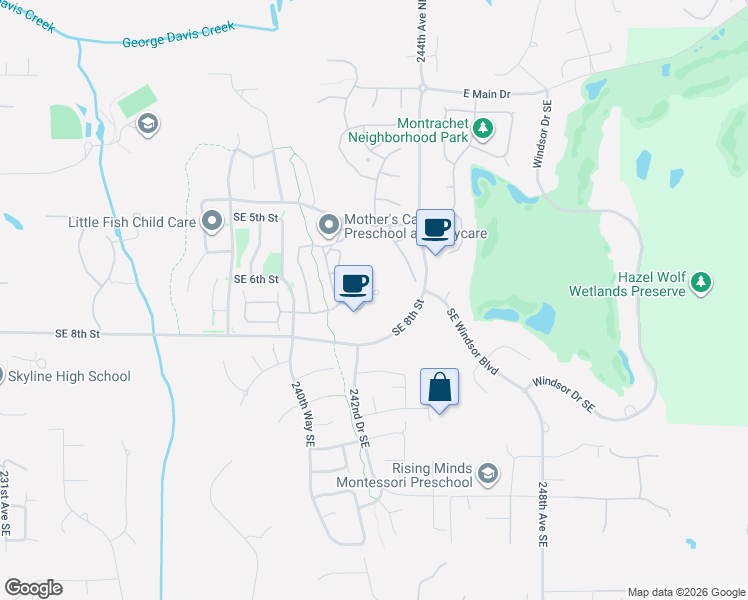 map of restaurants, bars, coffee shops, grocery stores, and more near 759 241st Lane Southeast in Sammamish