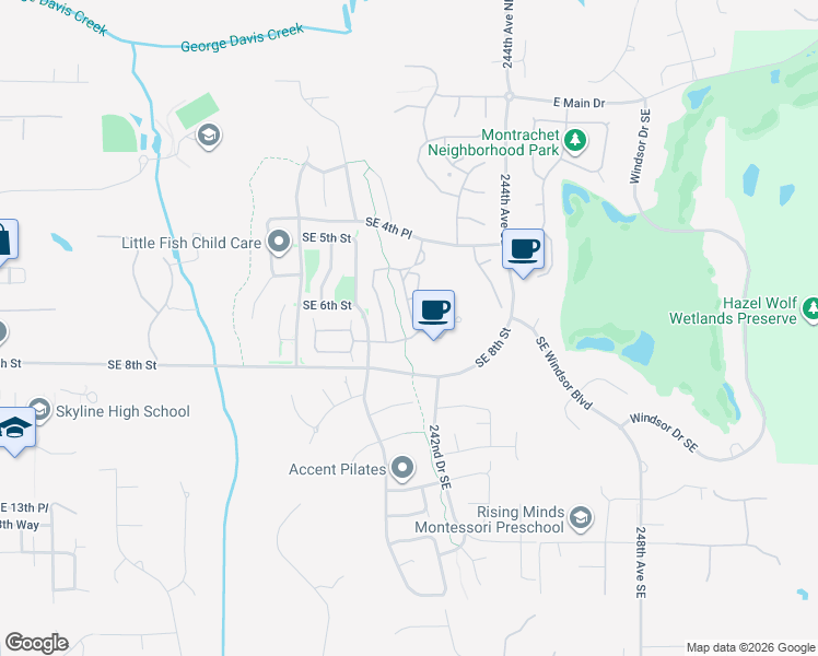 map of restaurants, bars, coffee shops, grocery stores, and more near 703 241st Lane Southeast in Sammamish