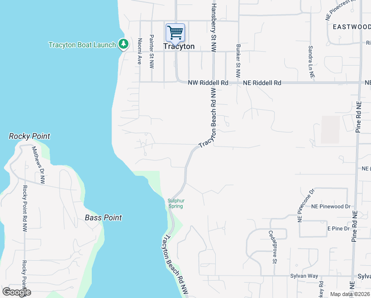 map of restaurants, bars, coffee shops, grocery stores, and more near 4125 Tracyton Beach Road Northwest in Bremerton