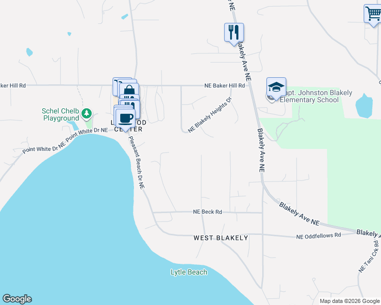 map of restaurants, bars, coffee shops, grocery stores, and more near 4157 Lytle Road Northeast in Bainbridge Island