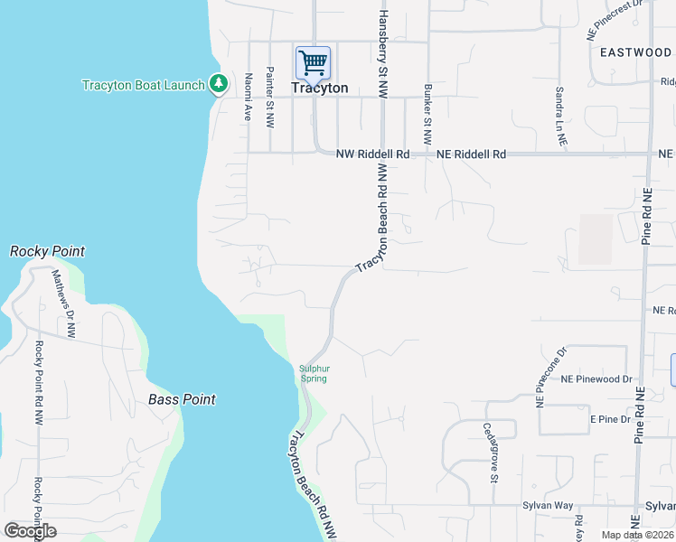 map of restaurants, bars, coffee shops, grocery stores, and more near 4125 Tracyton Beach Road Northwest in Bremerton