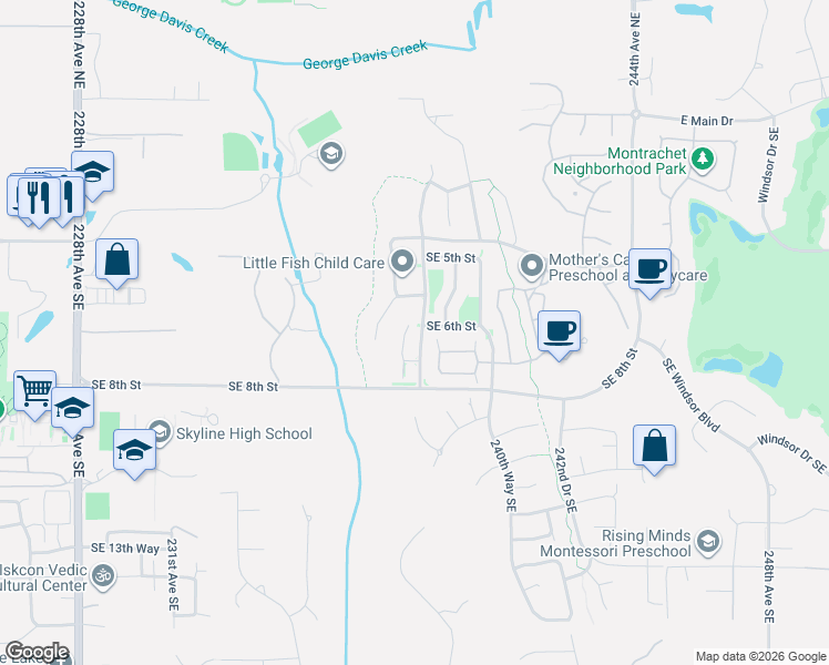 map of restaurants, bars, coffee shops, grocery stores, and more near 648 237th Place Southeast in Sammamish