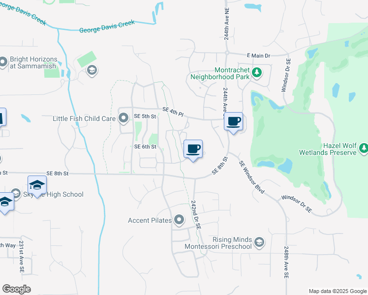 map of restaurants, bars, coffee shops, grocery stores, and more near 508 241st Lane Southeast in Sammamish