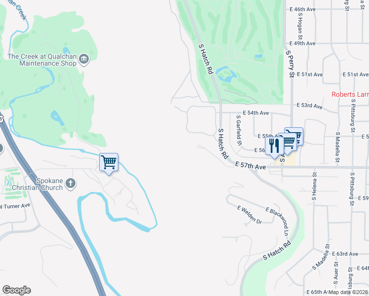 map of restaurants, bars, coffee shops, grocery stores, and more near 5422 South Quail Ridge Circle in Spokane