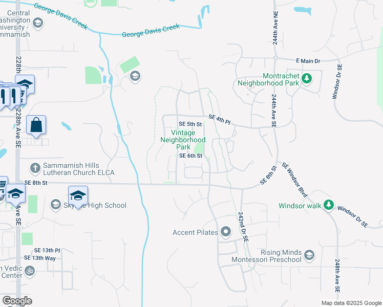 map of restaurants, bars, coffee shops, grocery stores, and more near 544 239th Avenue Southeast in Sammamish