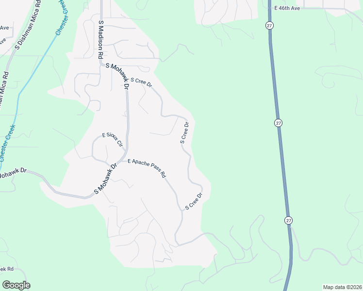 map of restaurants, bars, coffee shops, grocery stores, and more near 5409 South Cree Drive in Spokane