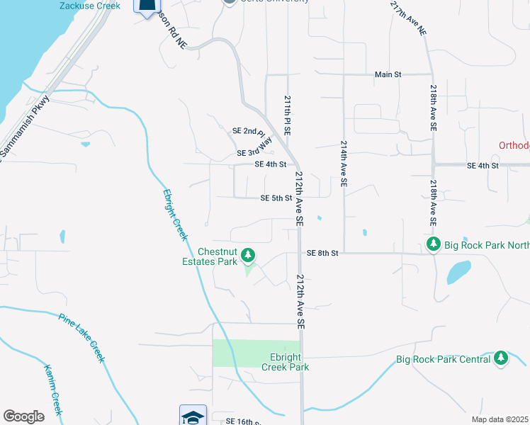 map of restaurants, bars, coffee shops, grocery stores, and more near 21027 Southeast 5th Street in Sammamish