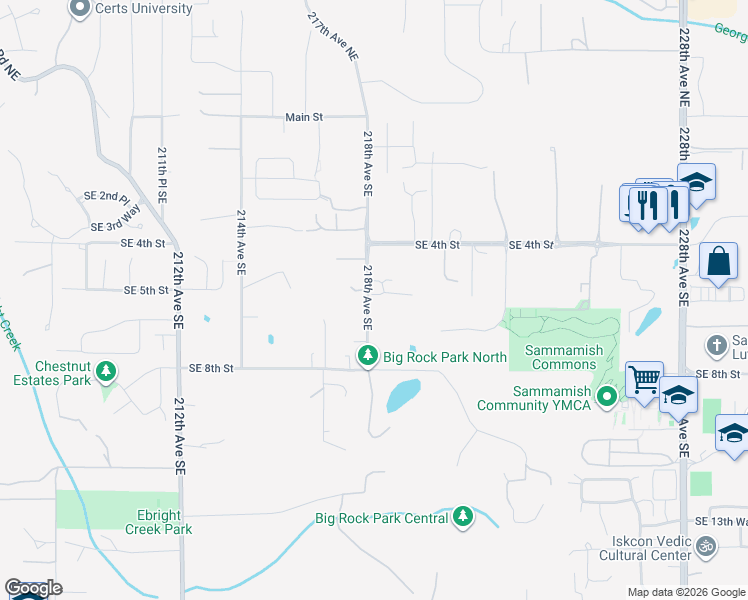 map of restaurants, bars, coffee shops, grocery stores, and more near 21827 Southeast 5th Place in Sammamish