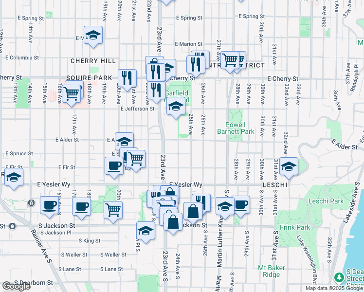 map of restaurants, bars, coffee shops, grocery stores, and more near 212 24th Avenue in Seattle