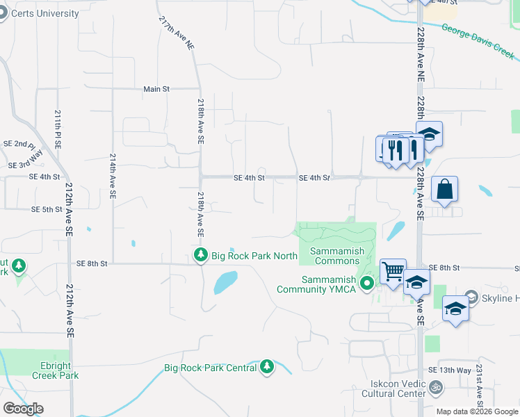 map of restaurants, bars, coffee shops, grocery stores, and more near 22017 Southeast 4th Street in Sammamish