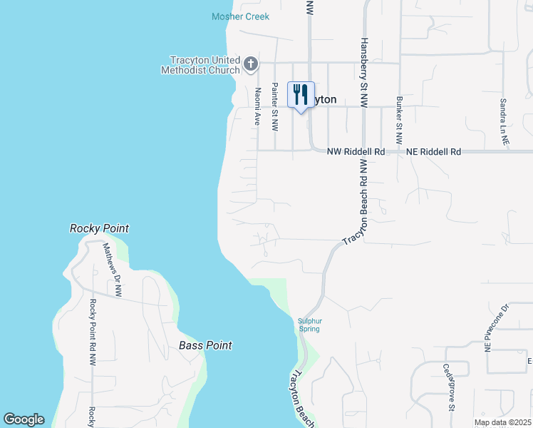 map of restaurants, bars, coffee shops, grocery stores, and more near 440 Northwest Heritage Lane in Bremerton