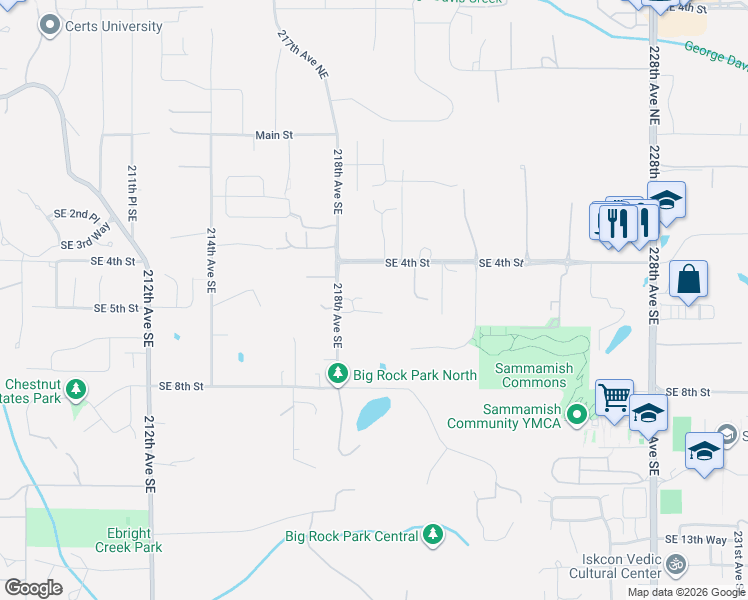 map of restaurants, bars, coffee shops, grocery stores, and more near 21888 Southeast 5th Place in Sammamish