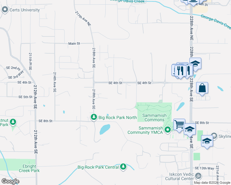 map of restaurants, bars, coffee shops, grocery stores, and more near 22017 Southeast 4th Street in Sammamish