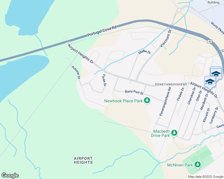 map of restaurants, bars, coffee shops, grocery stores, and more near 18 Hercules Place in St. John's
